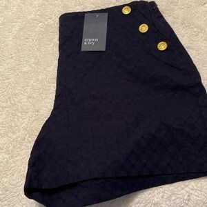 Crown & Ivy Navy Shorts with Gold Buttons